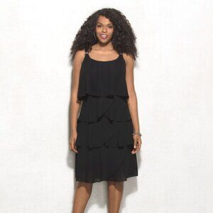 ruffled tiered mini dress with rhinestone accents